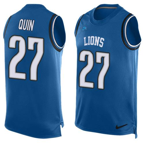 Nike Lions #27 Glover Quin Blue Team Color Men's Stitched NFL Limited Tank Top Jersey - Click Image to Close